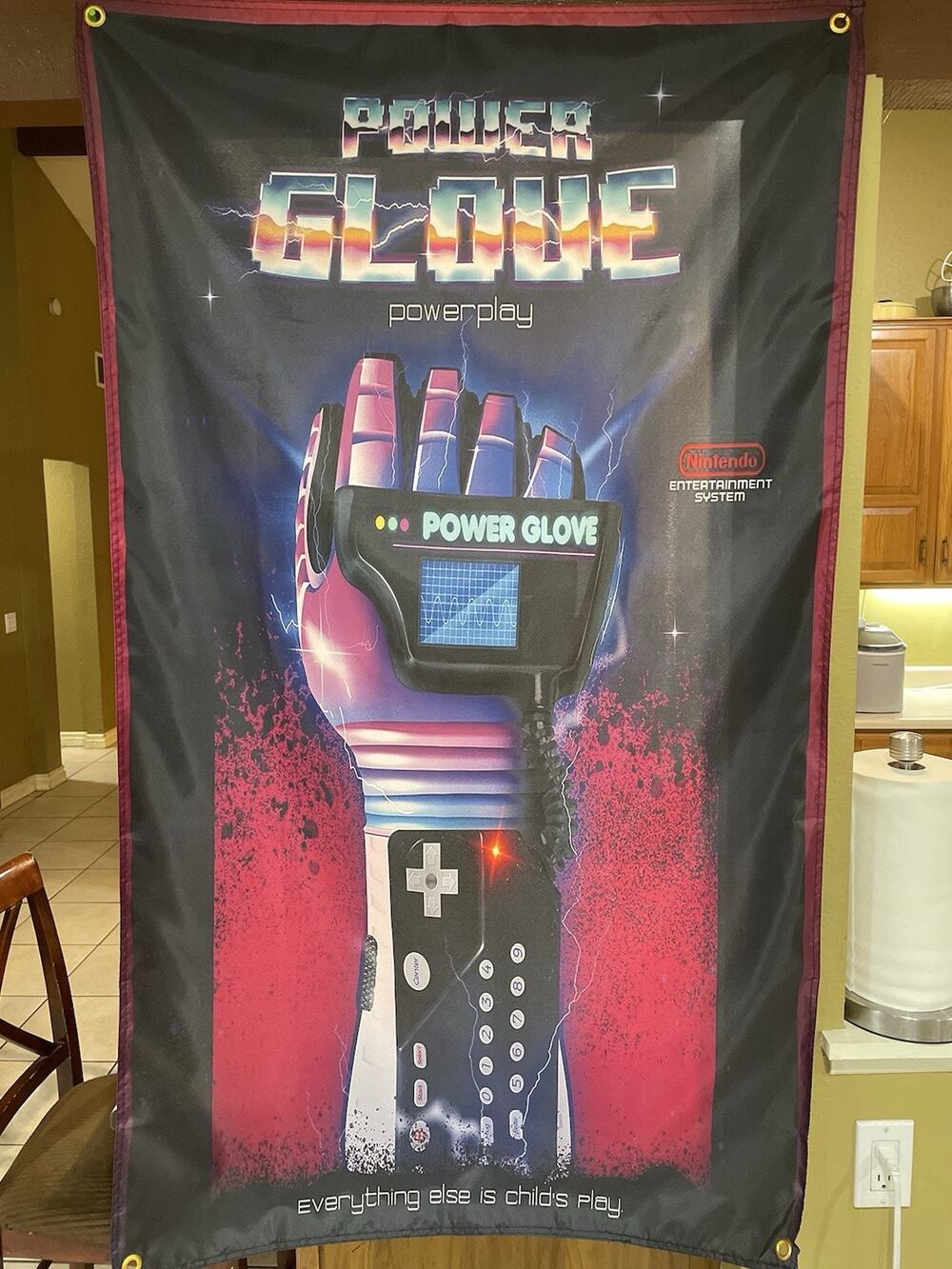 Nintendo NES POWER GLOVE 5' Flag Poster Banner 1989
